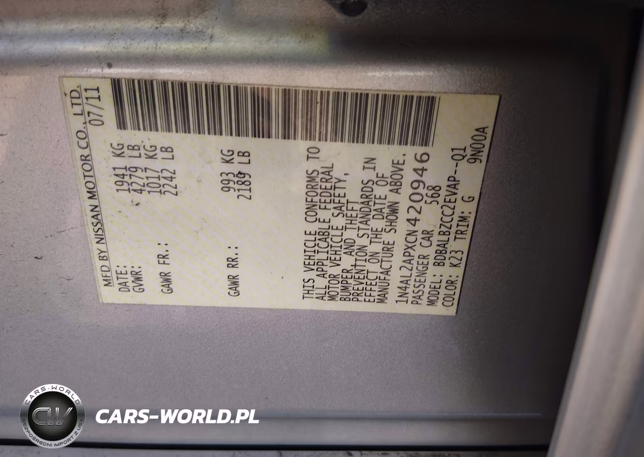 2012 Nissan Altima 2.5 S VIN:1N4AL2APXCN420946 - 9