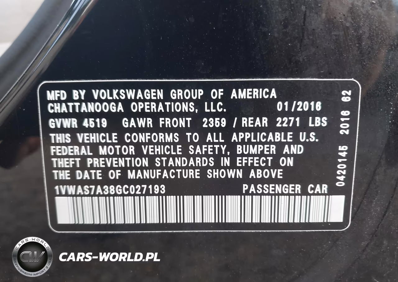 2016 Volkswagen Passat 1.8T S VIN:1VWAS7A38GC027193 - 9