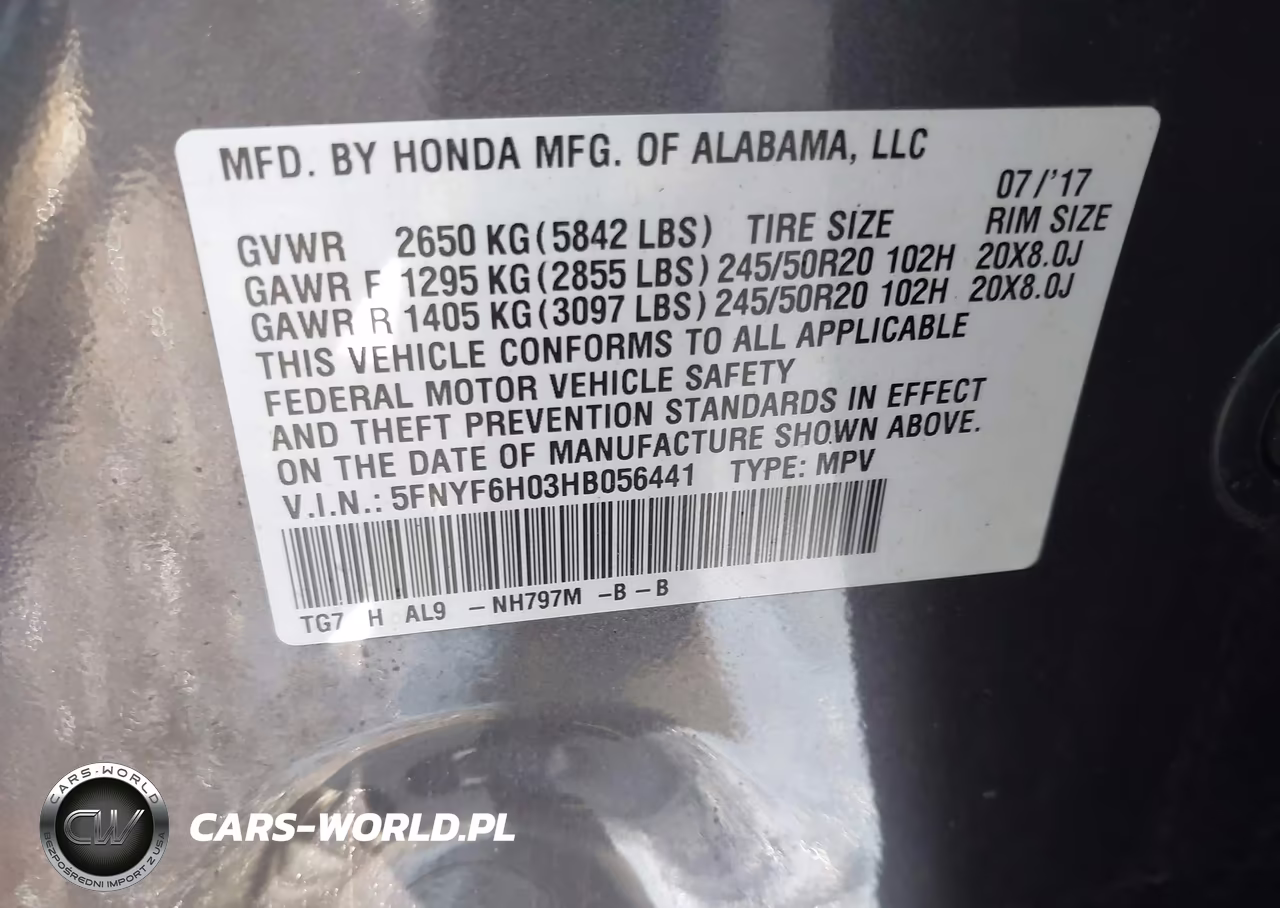 2017 Honda Pilot Elite VIN:5FNYF6H03HB056441 - 9