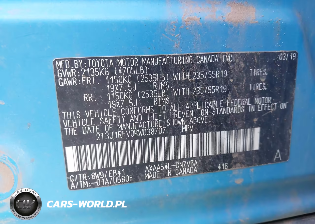 2019 Toyota Rav4 Adventure VIN:2T3J1RFV0KW038707 - 9