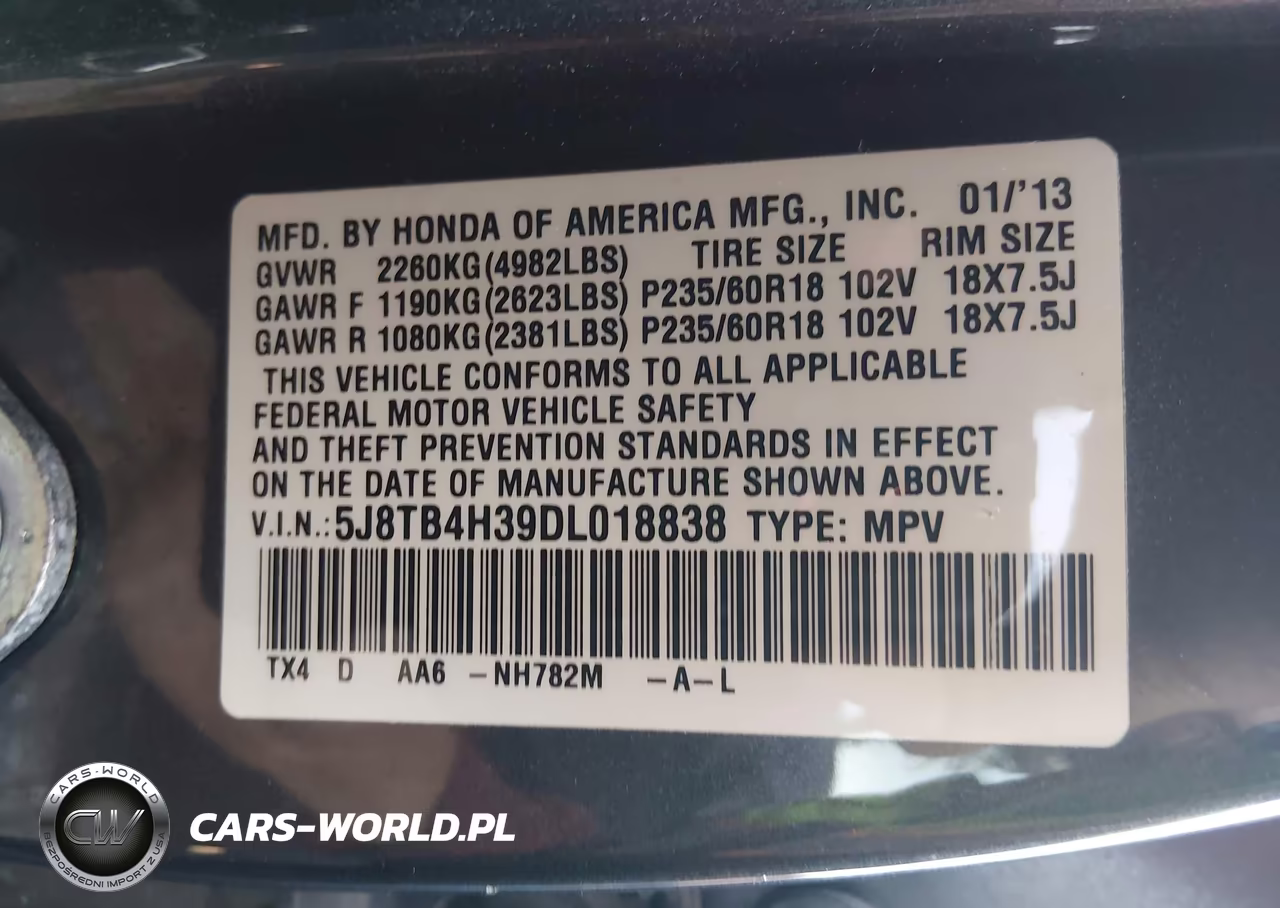 2013 Acura Rdx VIN:5J8TB4H39DL018838 - 9