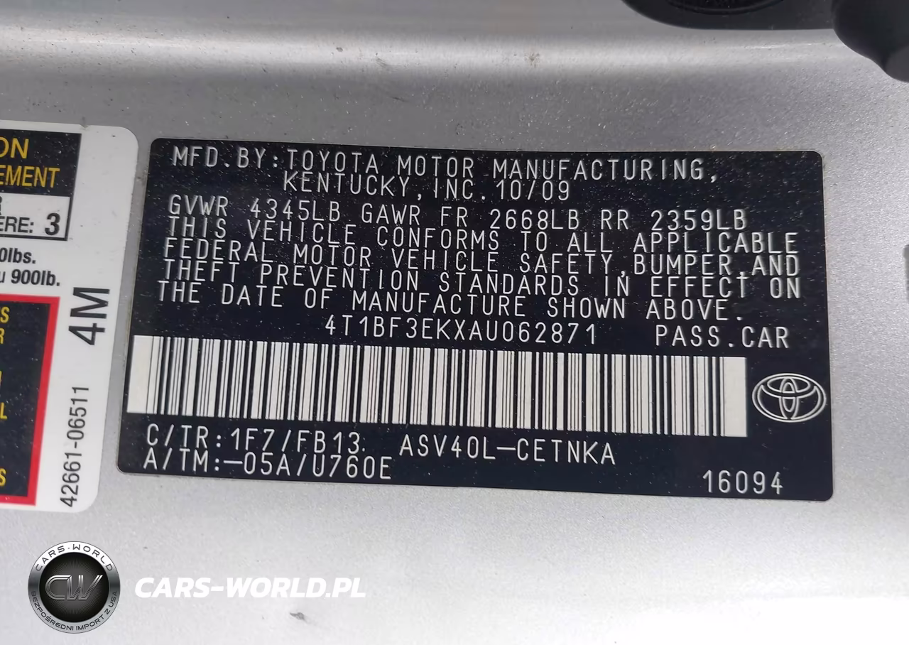 2010 Toyota Camry VIN:4T1BF3EKXAU062871 - 9