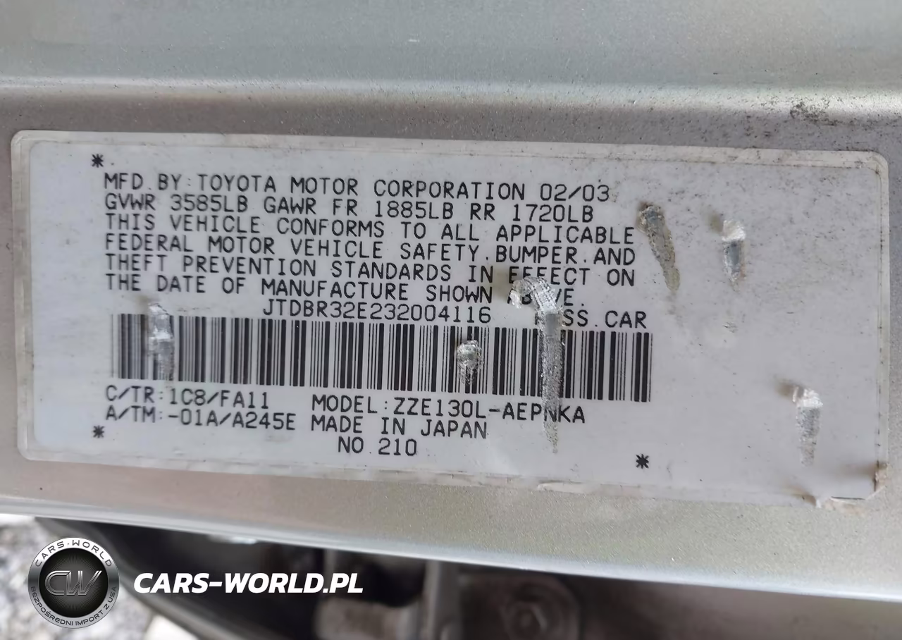 2003 Toyota Corolla Le VIN:JTDBR32E232004116 - 9