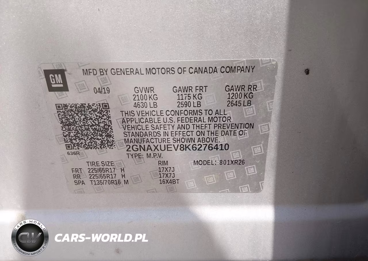 2019 Chevrolet Equinox Lt VIN:2GNAXUEV8K6276410 - 9