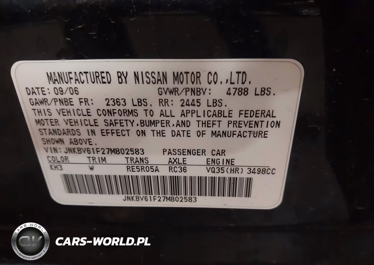 2007 Infiniti G35X VIN:JNKBV61F27M802583 - 9