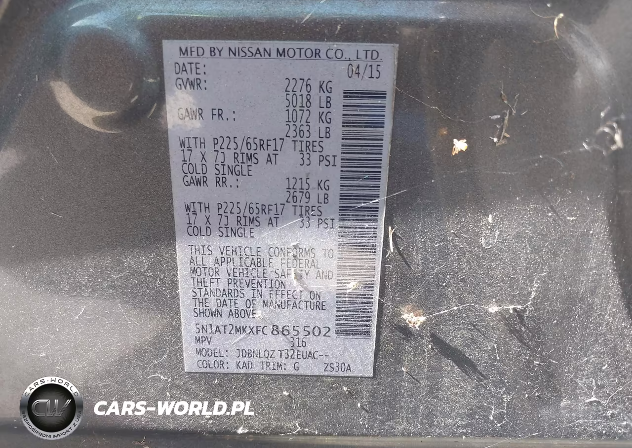 2015 Nissan Rogue Sv VIN:5N1AT2MKXFC865502 - 9