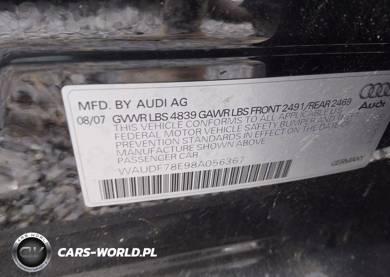 2008 Audi A4 2.0T VIN:WAUDF78E98A056367 - 9