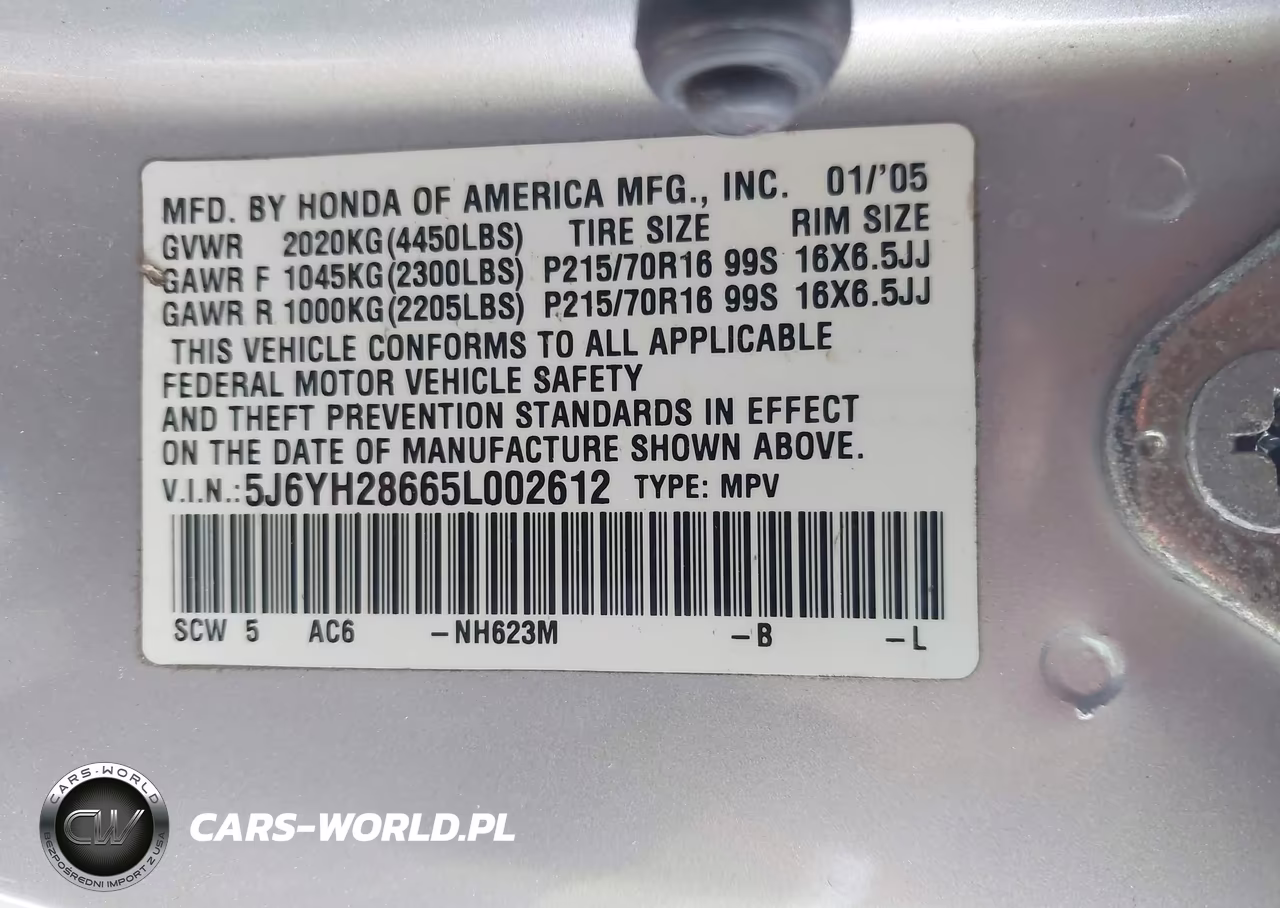 2005 Honda Element Ex VIN:5J6YH28665L002612 - 9