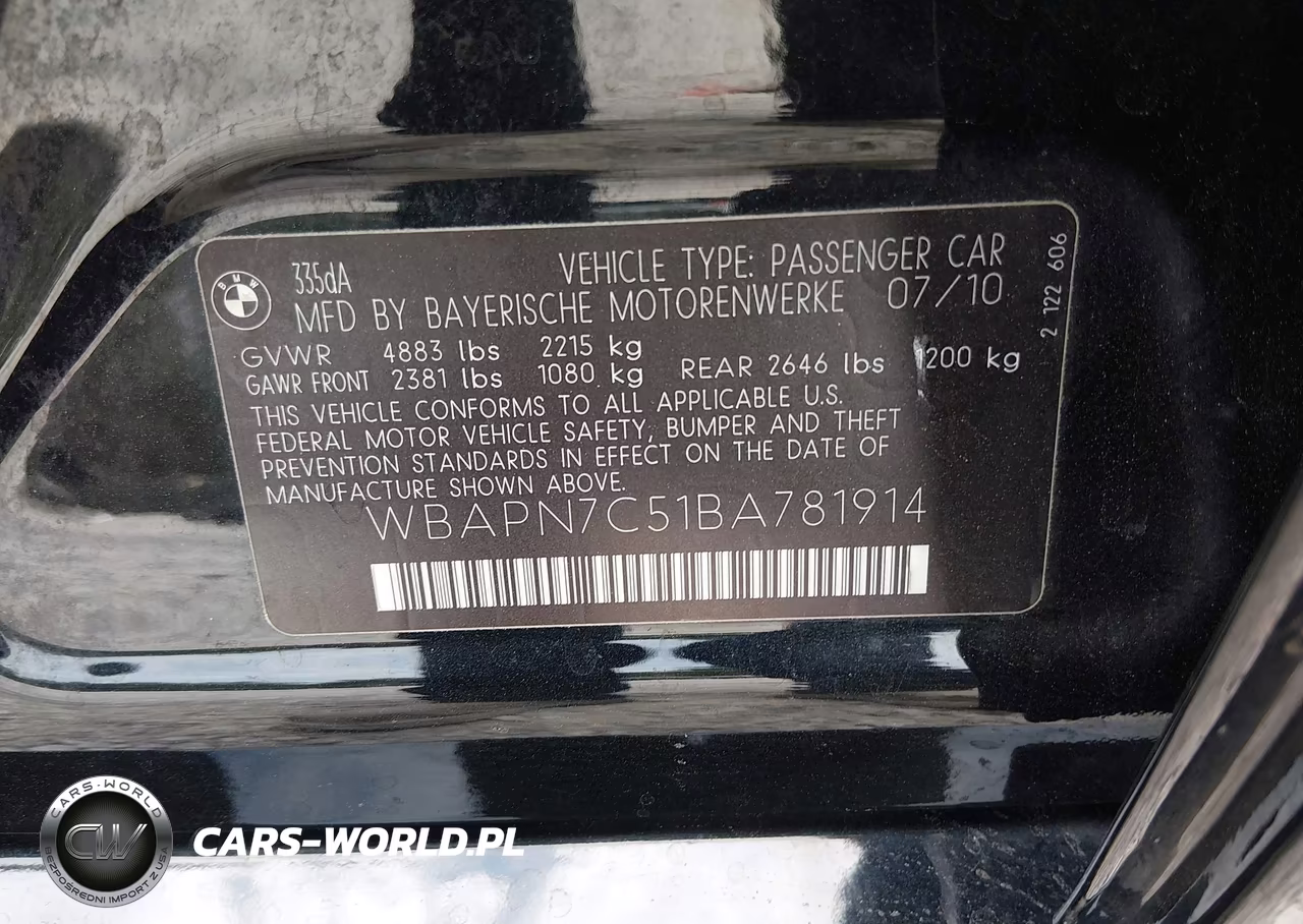 2011 BMW 335D VIN:WBAPN7C51BA781914 - 9