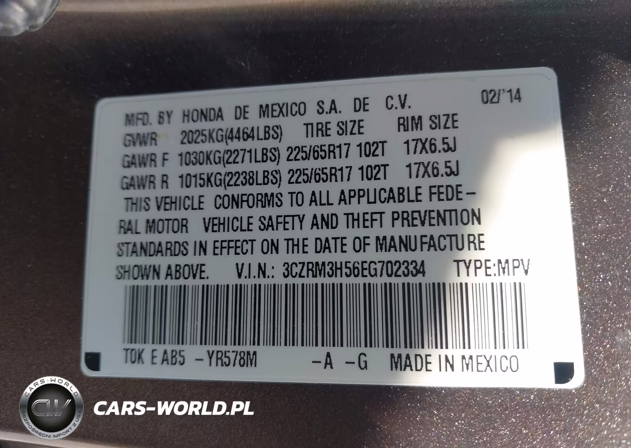 2014 Honda Cr-V Ex VIN:3CZRM3H56EG702334 - 9