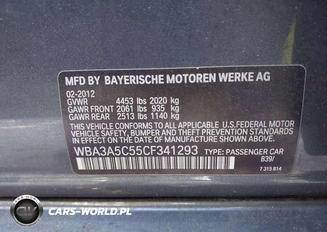 2012 BMW 328I VIN:WBA3A5C55CF341293 - 9