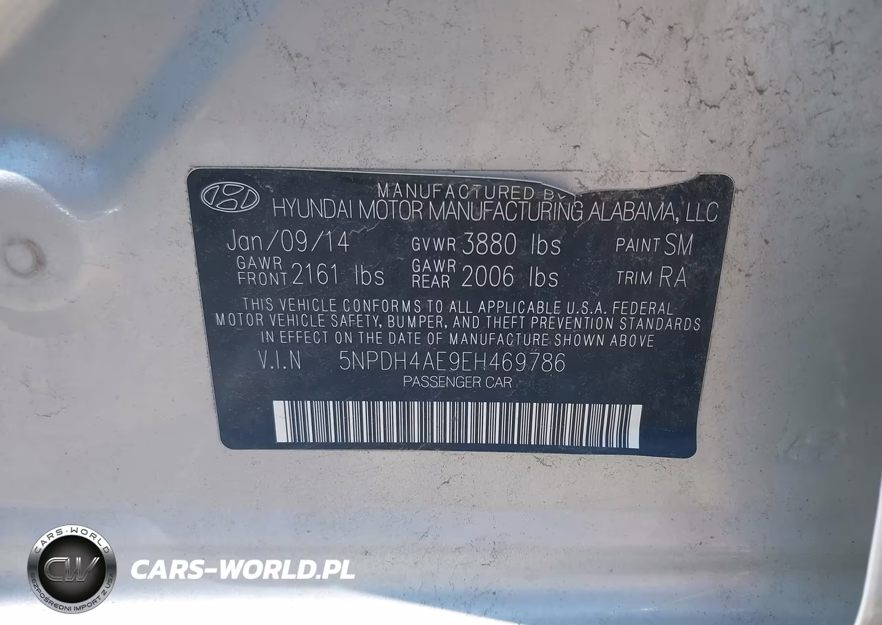 2014 Hyundai Elantra Se VIN:5NPDH4AE9EH469786 - 9