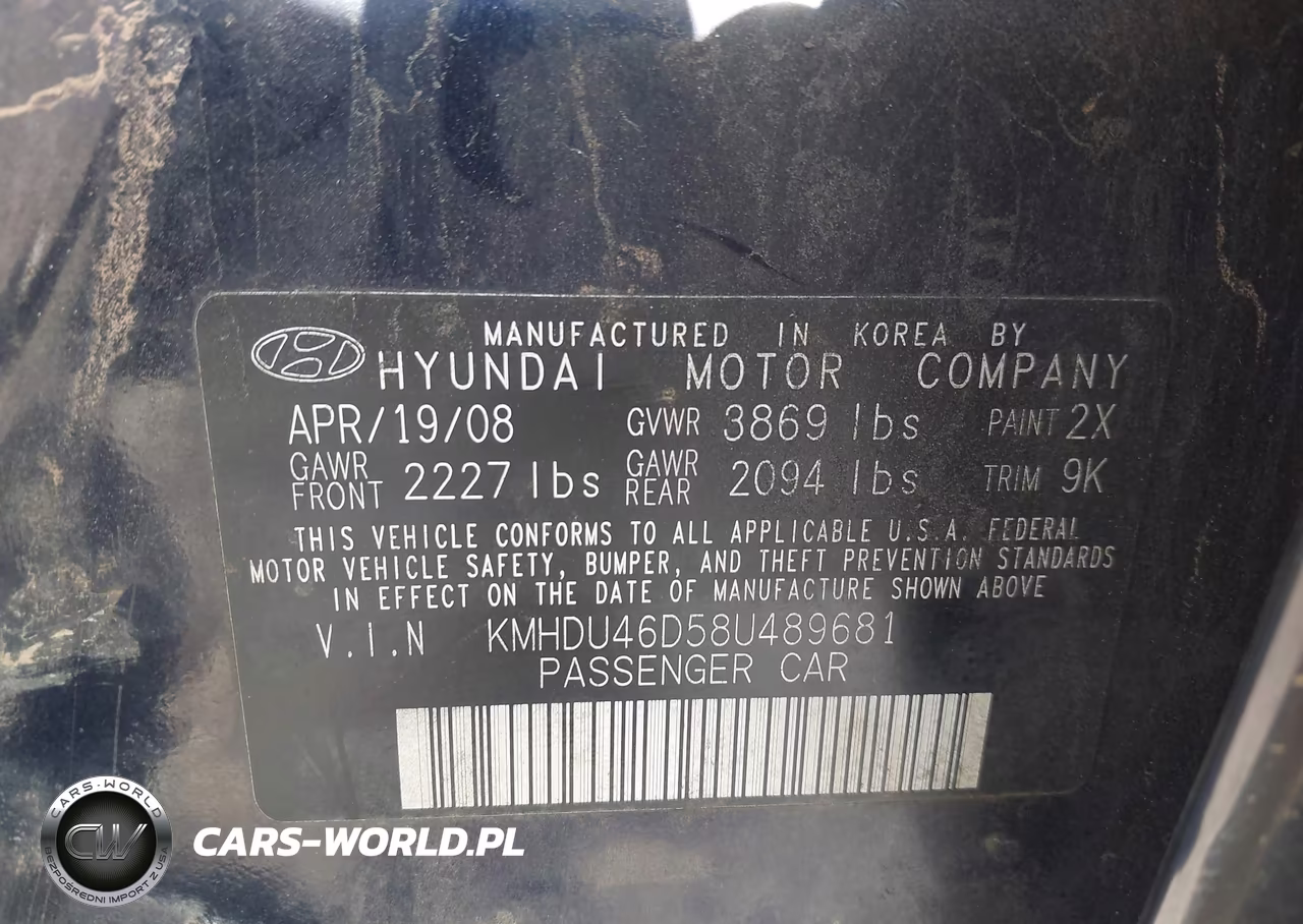 2008 Hyundai Elantra Gls-Se VIN:KMHDU46D58U489681 - 9