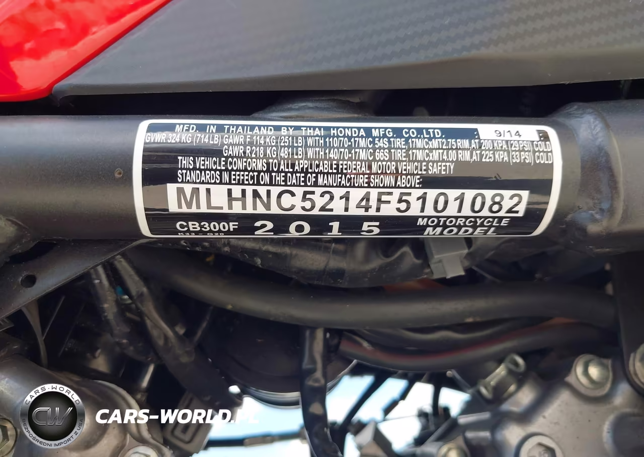 2015 Honda Cb300 F VIN:MLHNC5214F5101082 - 10