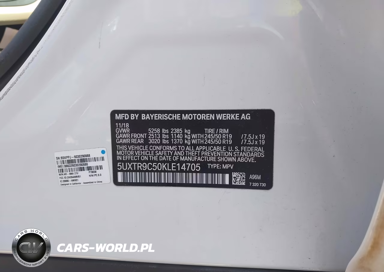 2019 BMW X3 xDrive30I VIN:5UXTR9C50KLE14705 - 9