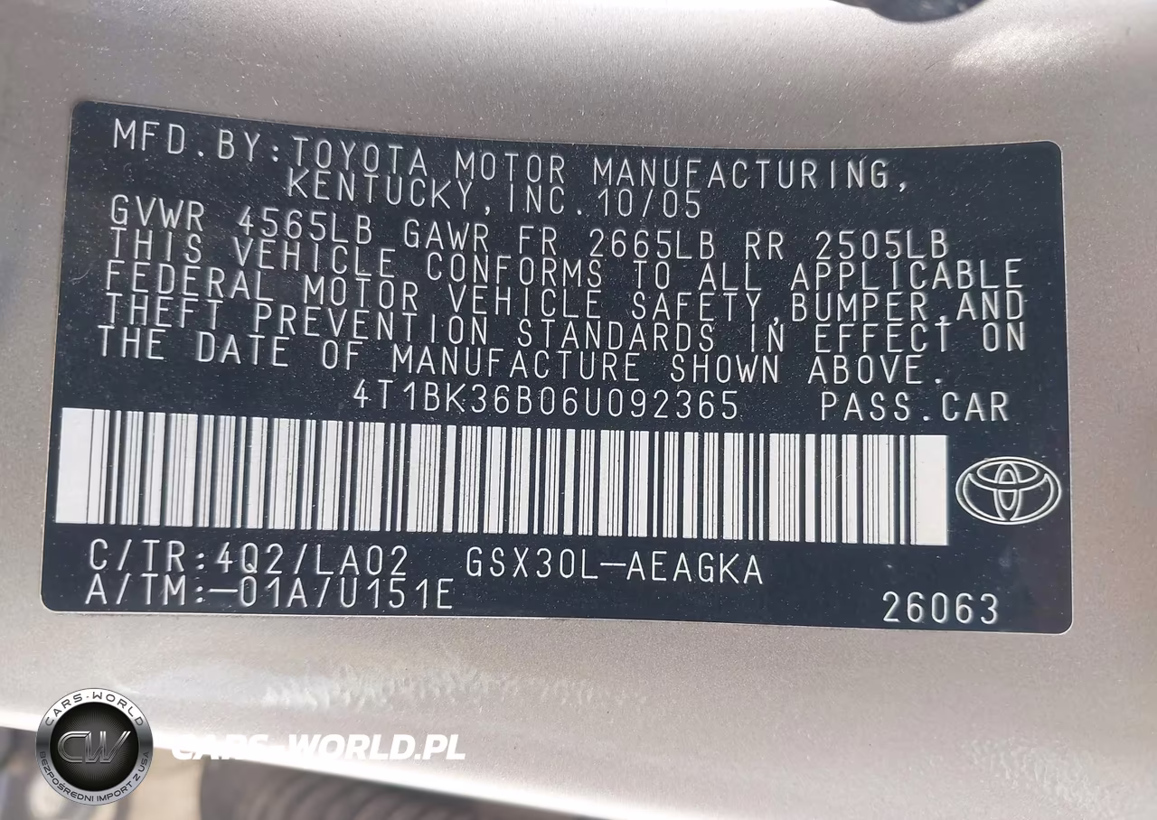 2006 Toyota Avalon Xls VIN:4T1BK36B06U092365 - 9