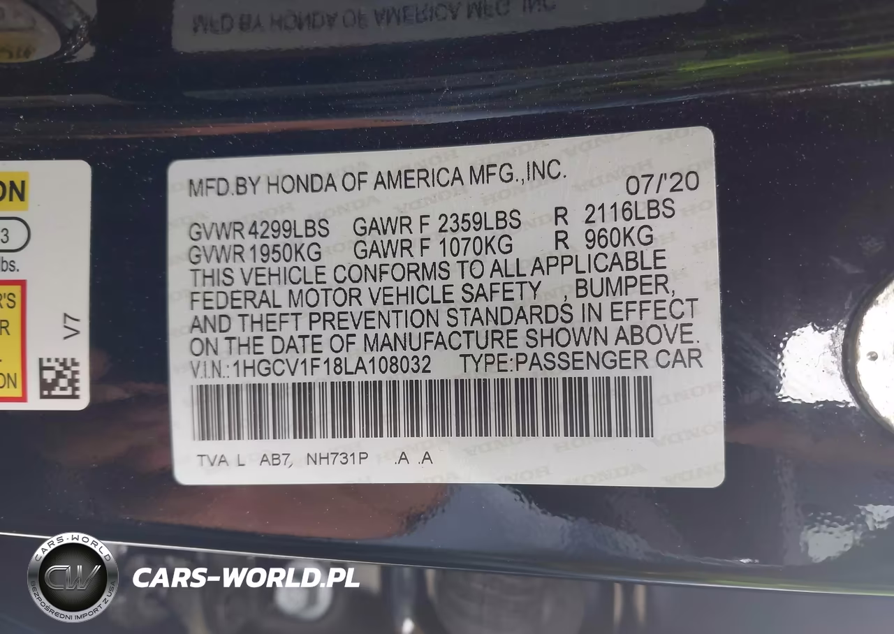 2020 Honda Accord Lx VIN:1HGCV1F18LA108032 - 9