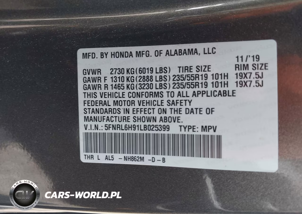 2020 Honda Odyssey Elite VIN:5FNRL6H91LB025399 - 9