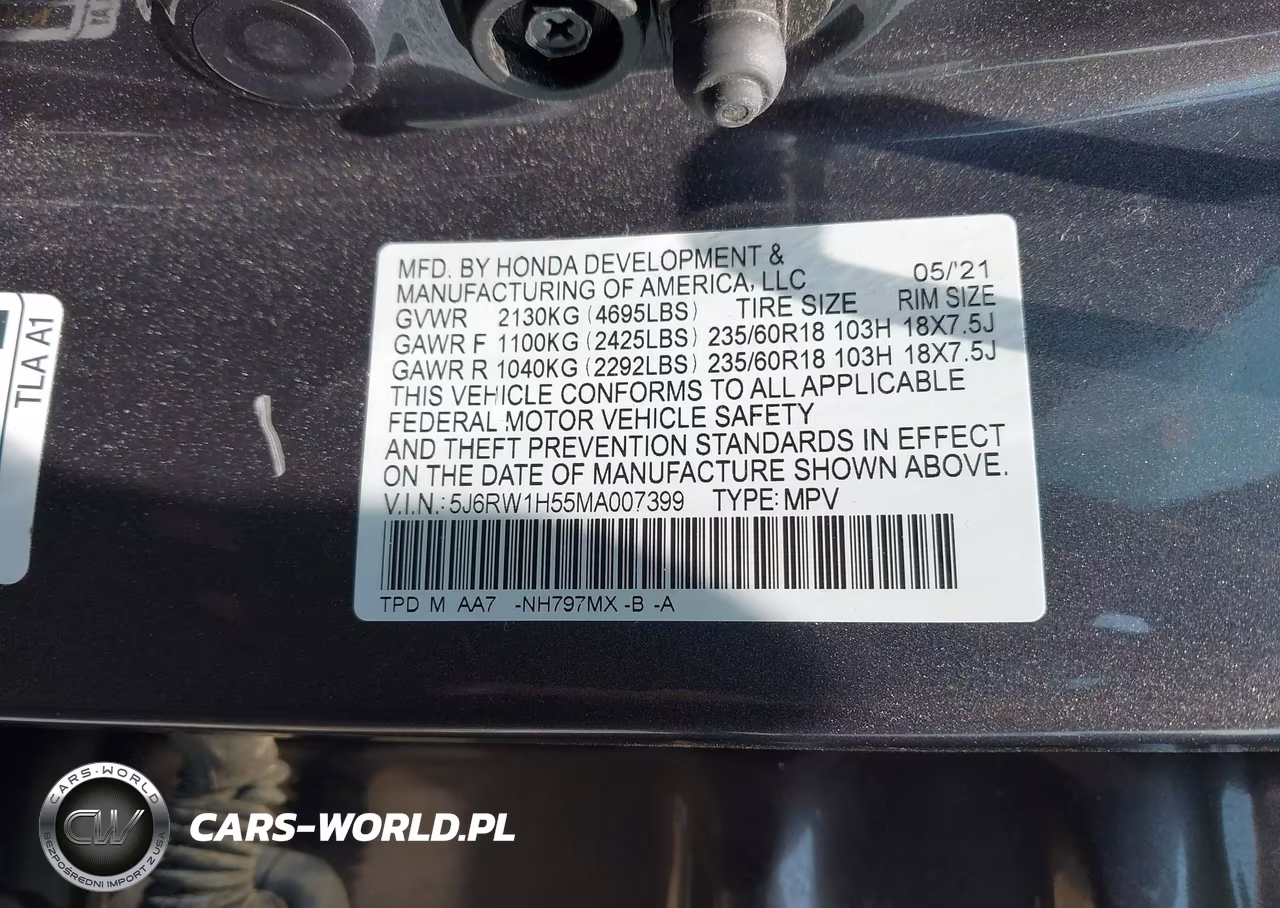 2021 Honda Cr-V 2Wd Ex VIN:5J6RW1H55MA007399 - 9