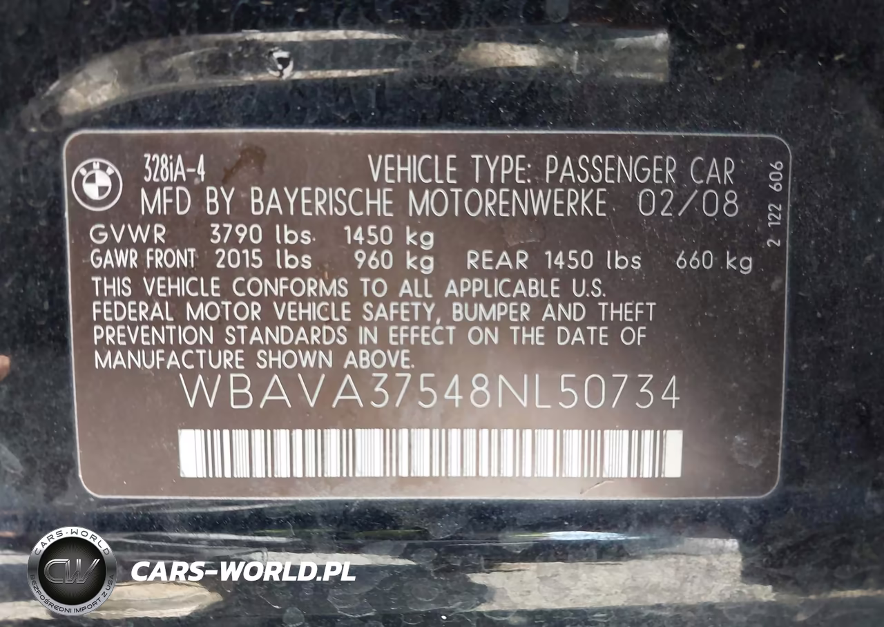2008 BMW 328I VIN:WBAVA37548NL50734 - 9