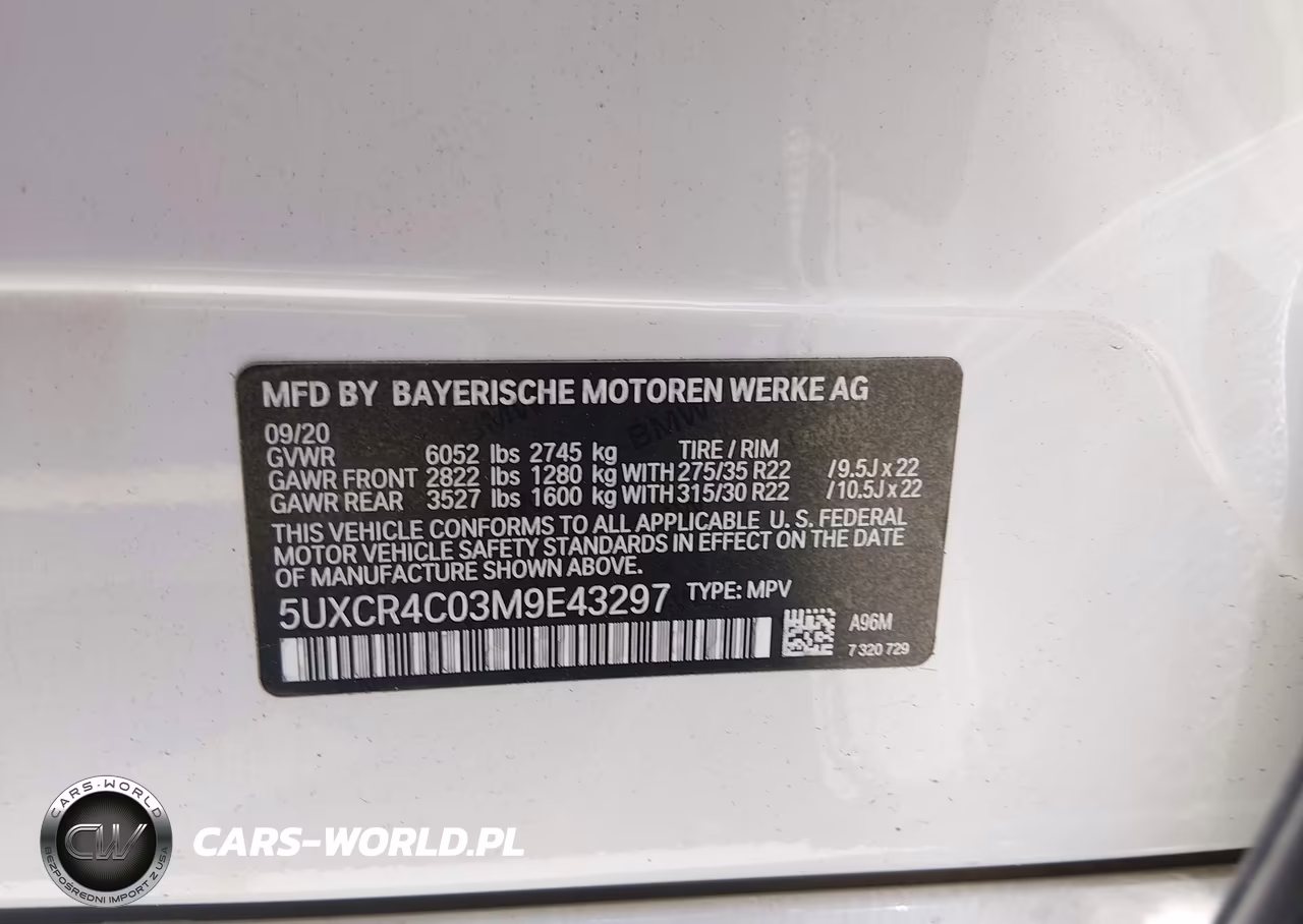 2021 BMW X5 Sdrive40I VIN:5UXCR4C03M9E43297 - 9