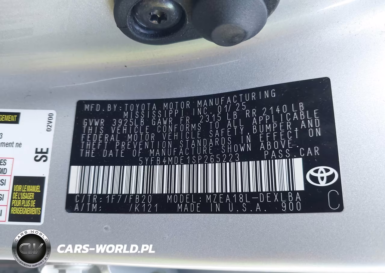 2025 Toyota Corolla Le VIN:5YFB4MDE1SP265223 - 9