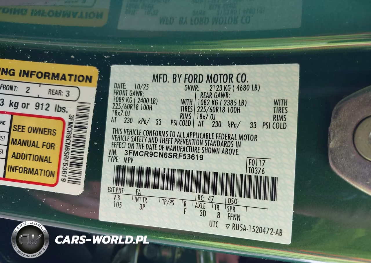 2025 Ford Bronco Sport Outer Banks VIN:3FMCR9CN6SRF53619 - 9