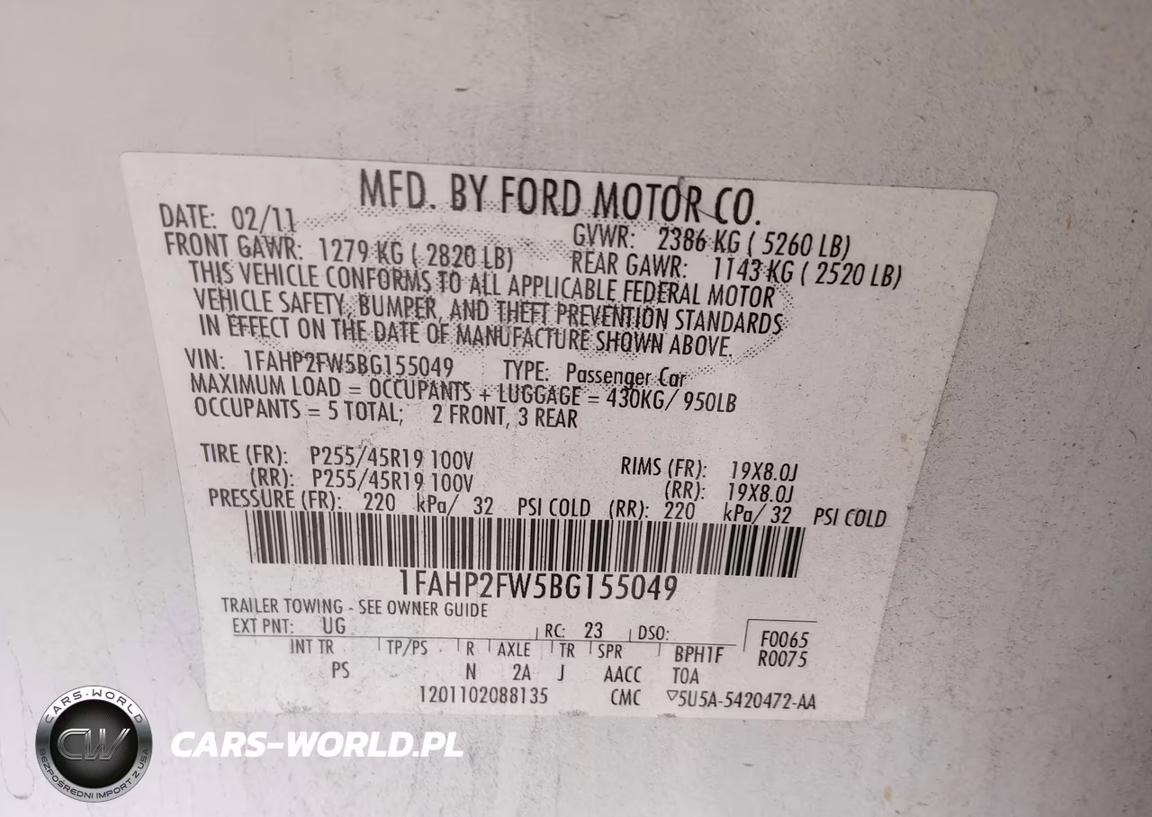 2011 Ford Taurus Limited VIN:1FAHP2FW5BG155049 - 9