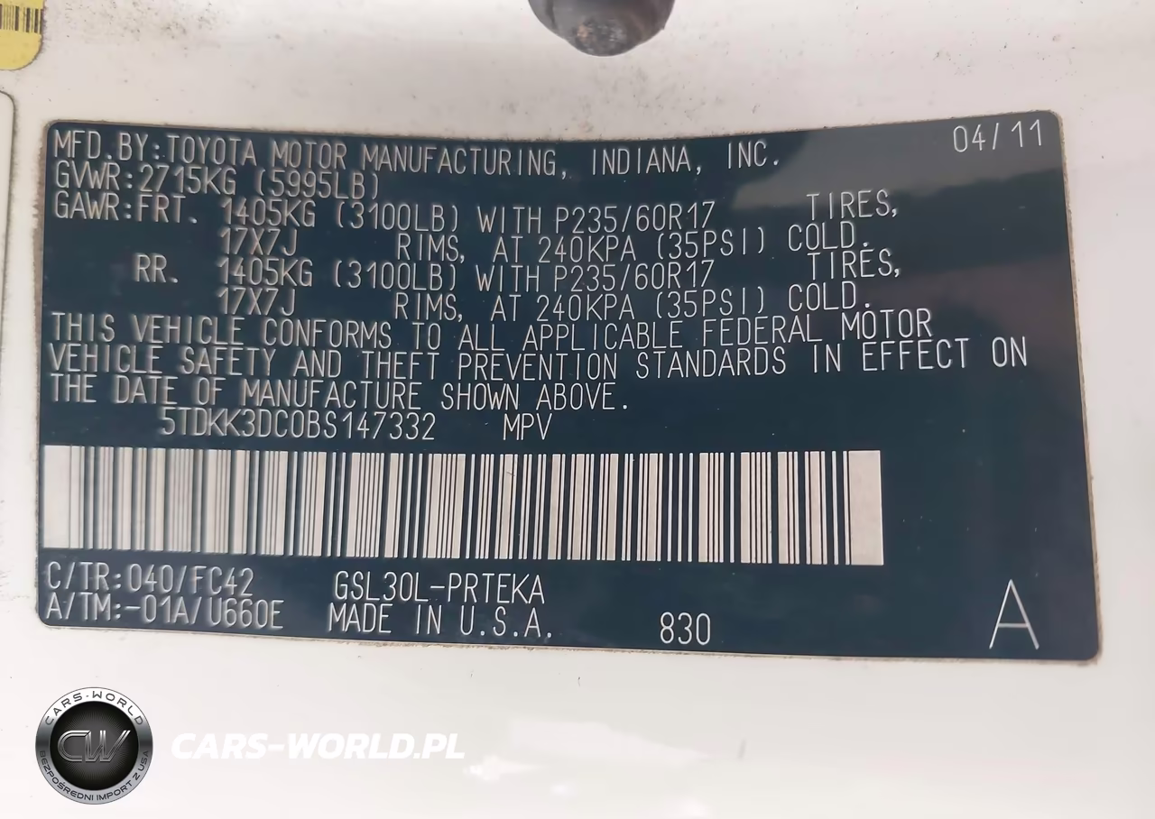 2011 Toyota Sienna Le V6 VIN:5TDKK3DC0BS147332 - 9