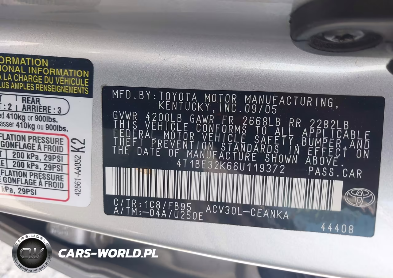 2006 Toyota Camry Le VIN:4T1BE32K66U119372 - 9