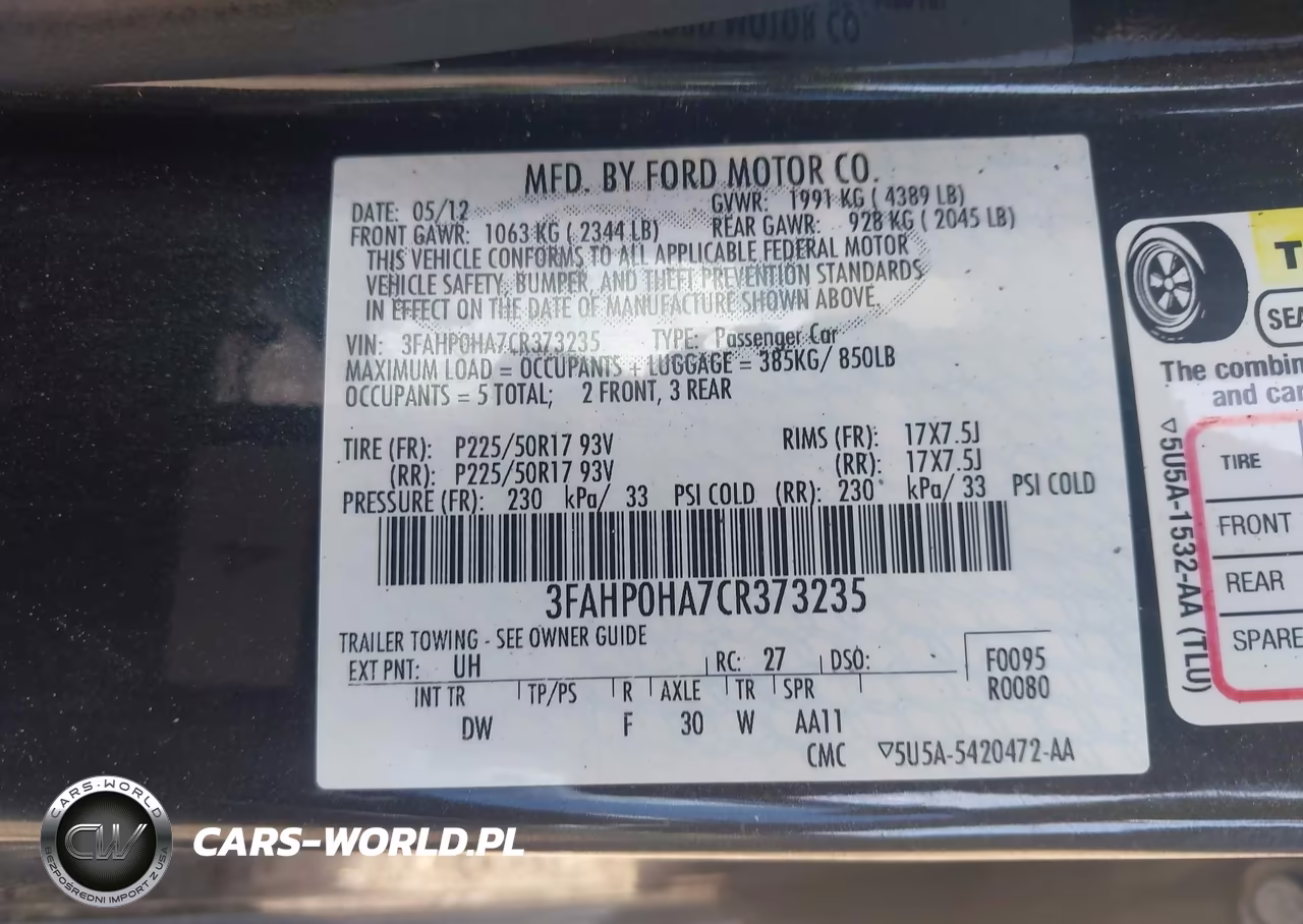 2012 Ford Fusion Se VIN:3FAHP0HA7CR373235 - 9