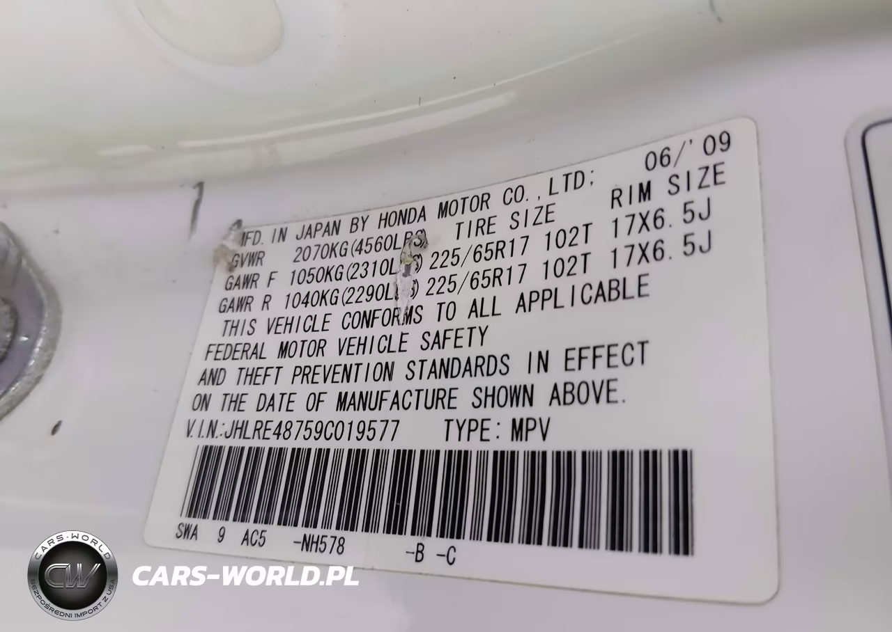 2009 Honda Cr-V Ex-L VIN:JHLRE48759C019577 - 9