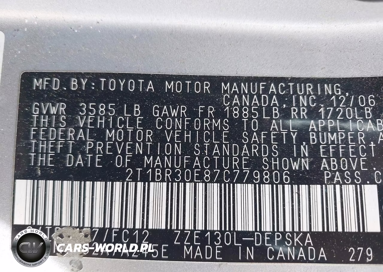 2007 Toyota Corolla S VIN:2T1BR30E87C779806 - 9