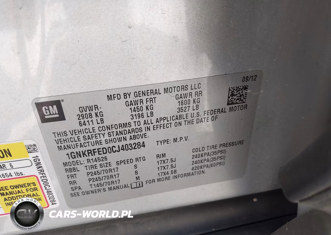 2012 Chevrolet Traverse Ls VIN:1GNKRFED0CJ403284 - 9