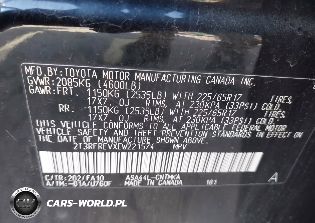 2014 Toyota Rav4 Xle VIN:2T3RFREVXEW221574 - 9