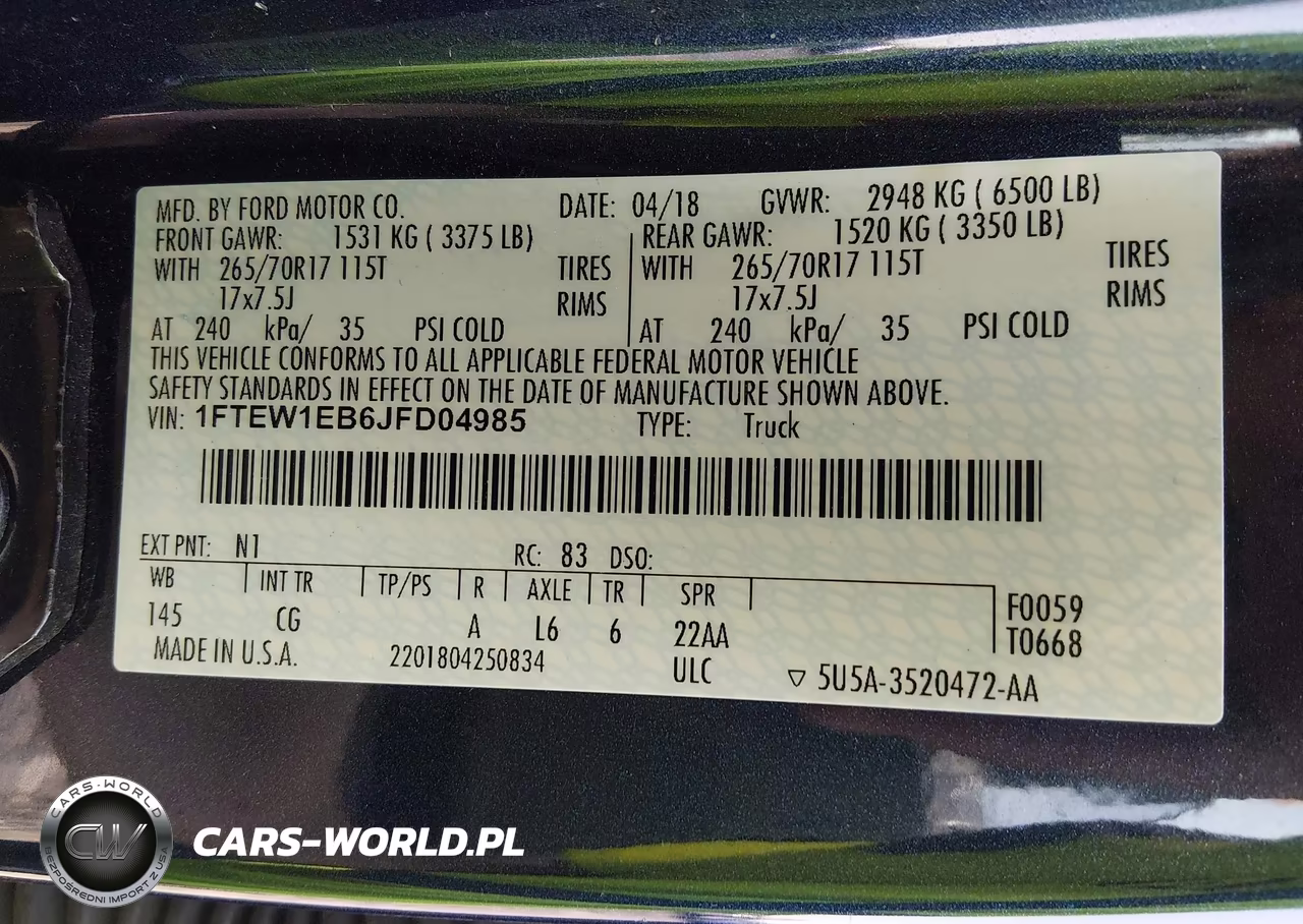 2018 Ford F-150 Xl-Xlt VIN:1FTEW1EB6JFD04985 - 9