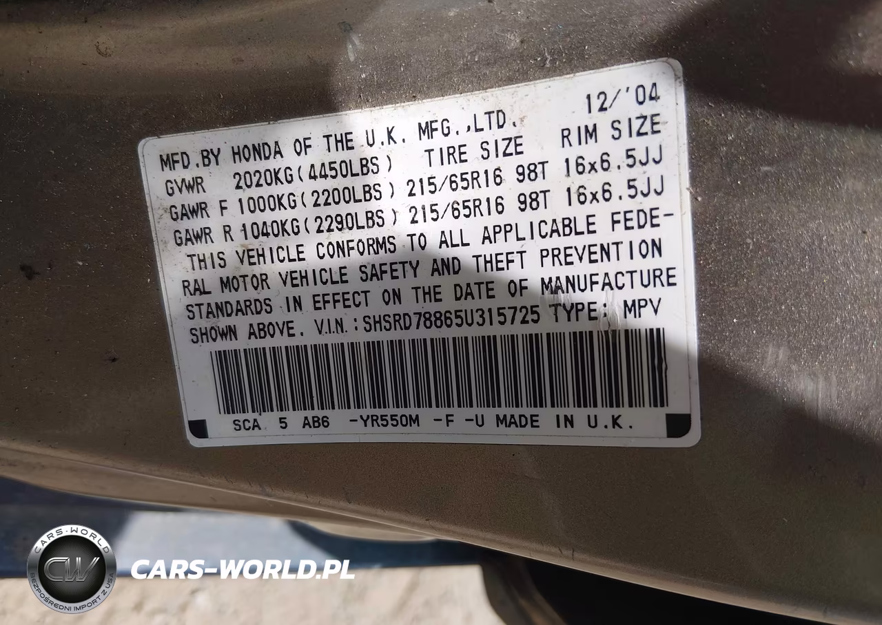 2005 Honda Cr-V Ex VIN:SHSRD78865U315725 - 9