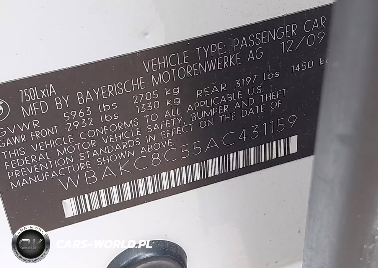 2010 BMW 750Li xDrive VIN:WBAKC8C55AC431159 - 9