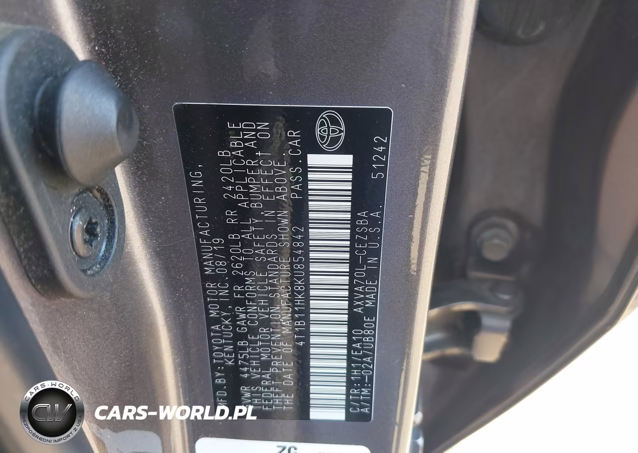 2019 Toyota Camry Se VIN:4T1B11HK8KU854842 - 9