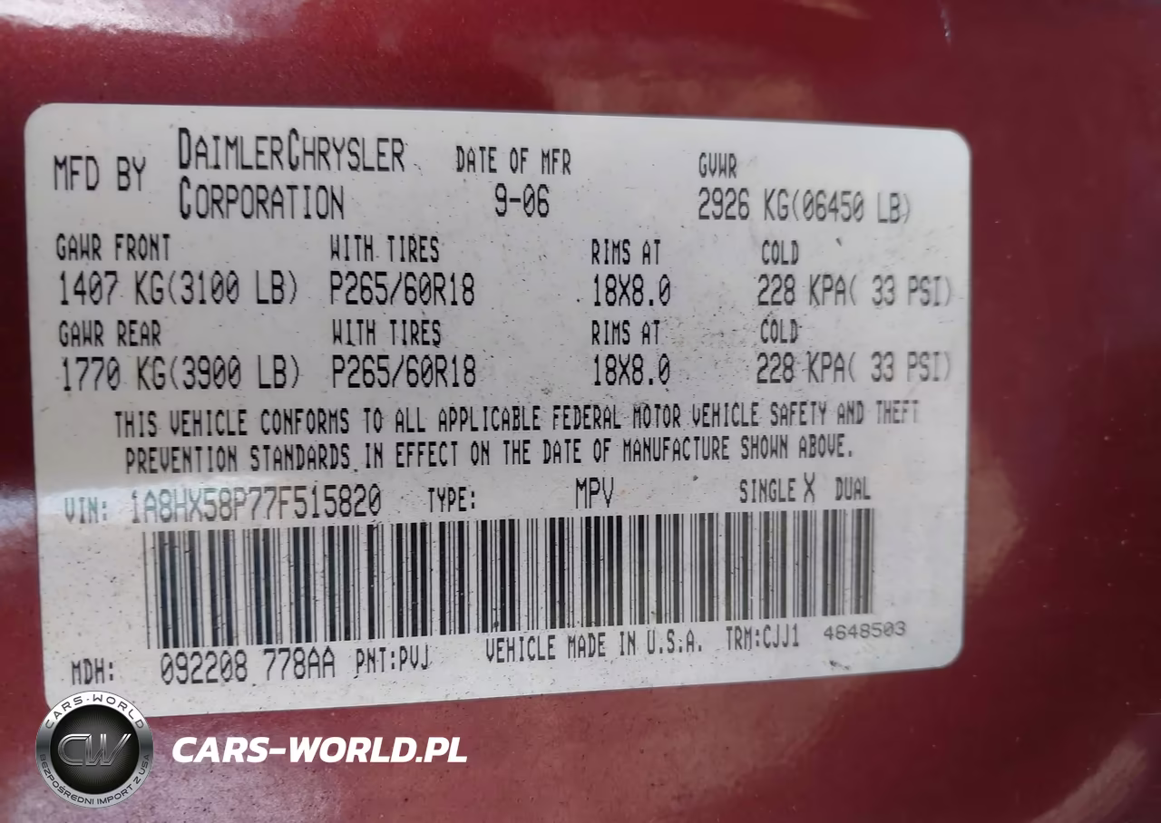 2007 Chrysler Aspen Limited VIN:1A8HX58P77F515820 - 9
