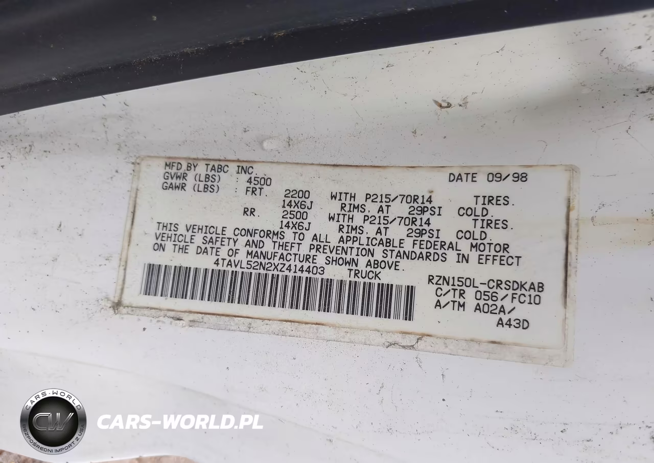 1999 Toyota Tacoma VIN:4TAVL52N2XZ414403 - 9