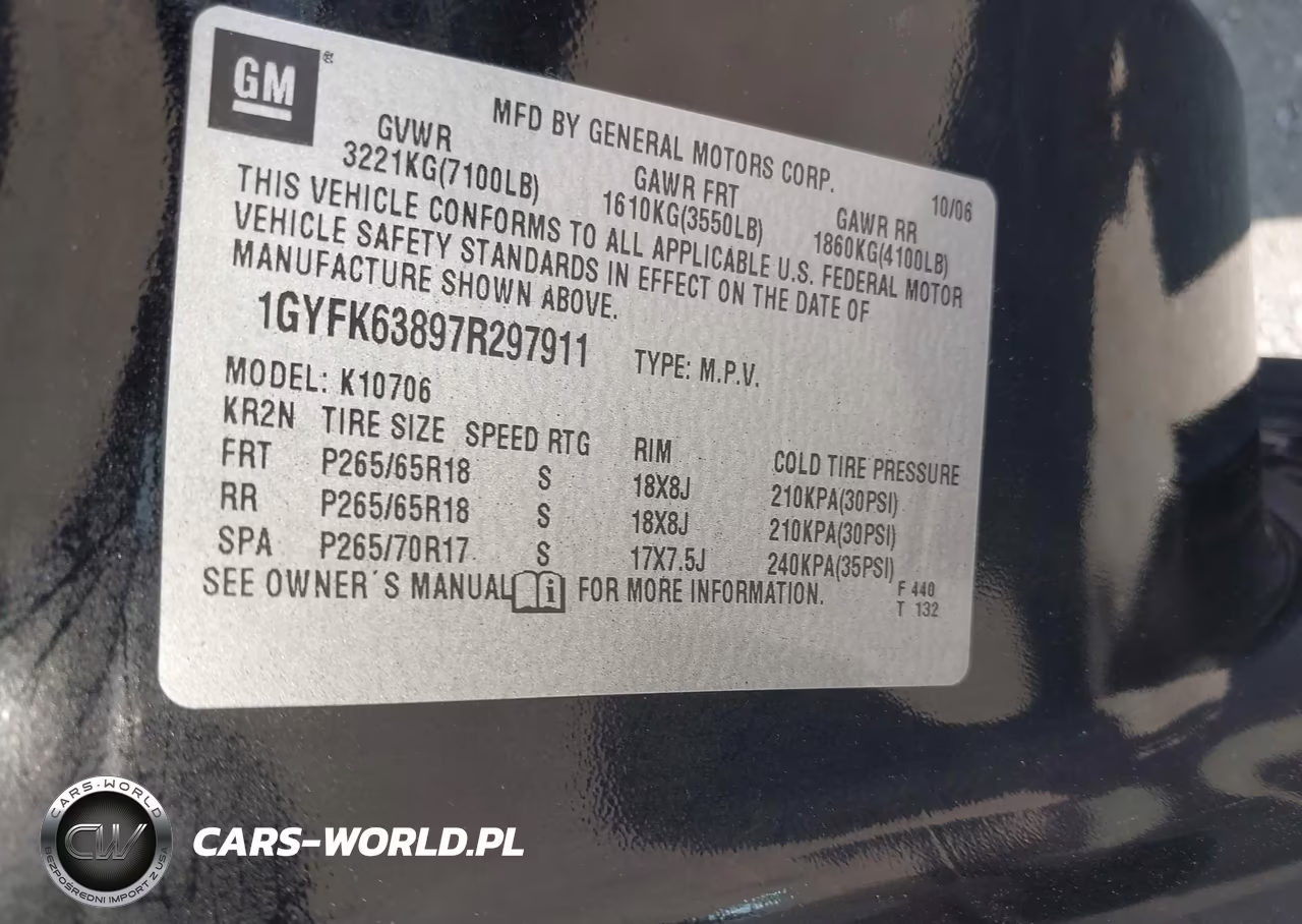 2007 Cadillac Escalade VIN:1GYFK63897R297911 - 9