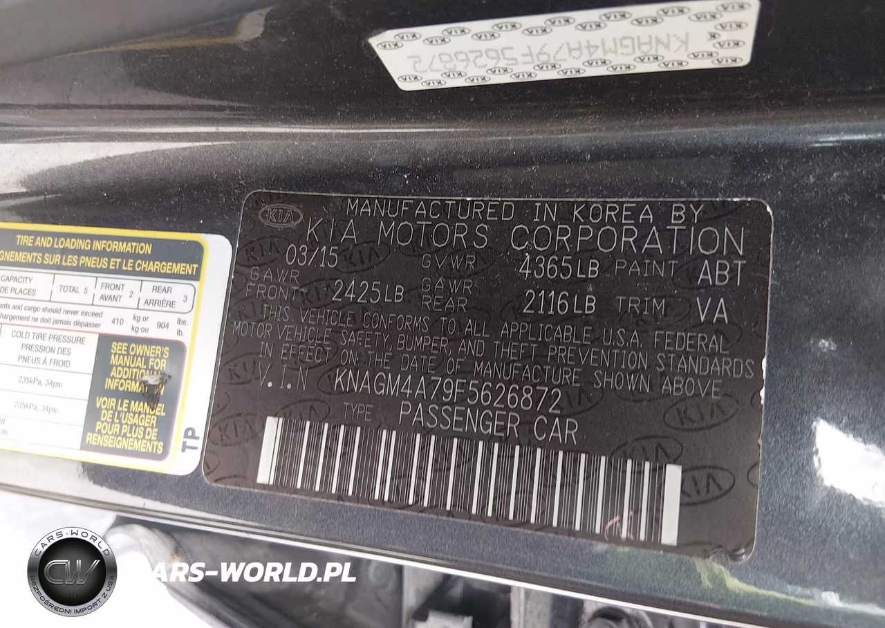 2015 Kia Optima Lx VIN:KNAGM4A79F5626872 - 9