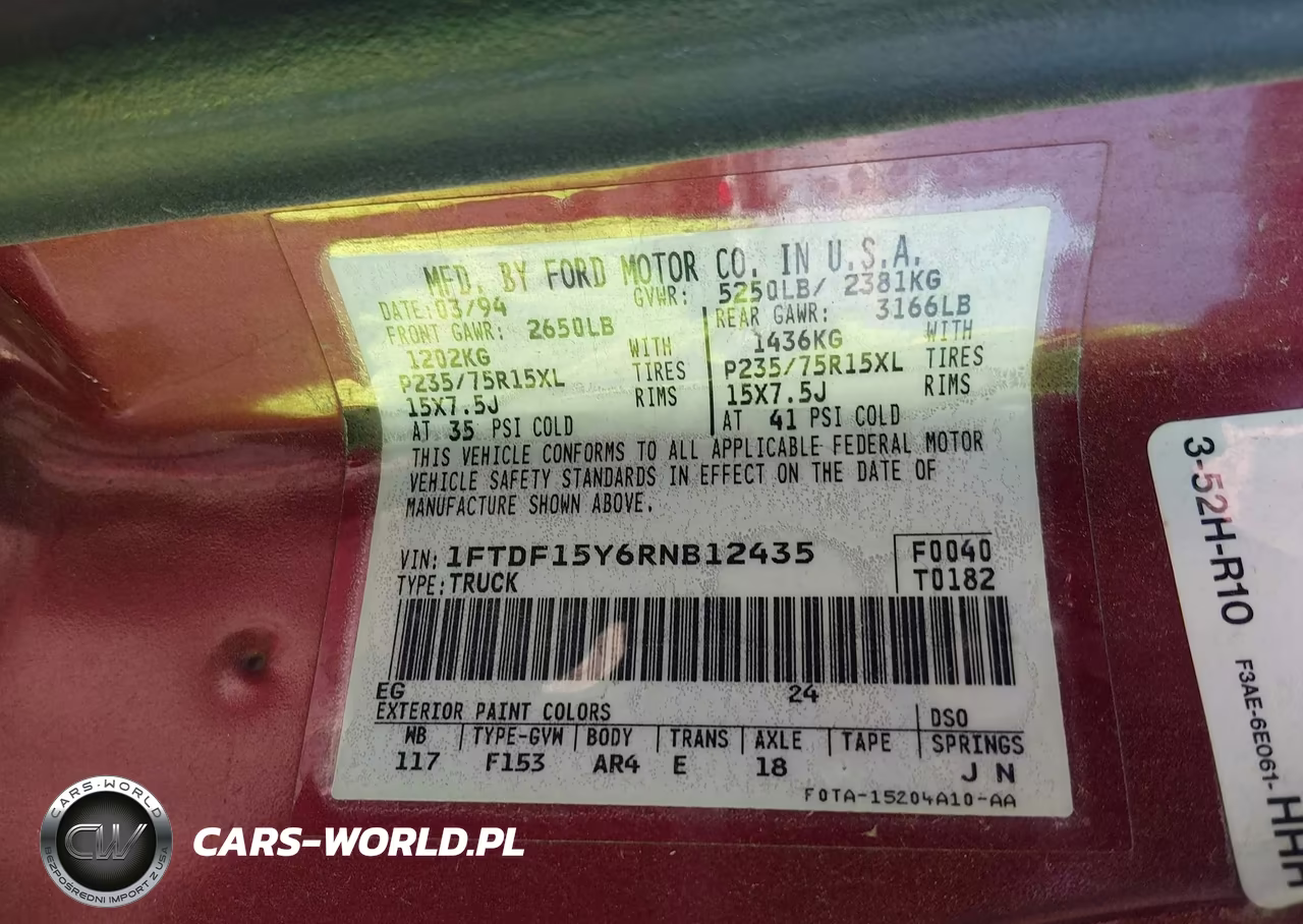 1994 Ford F150 VIN:1FTDF15Y6RNB12435 - 9