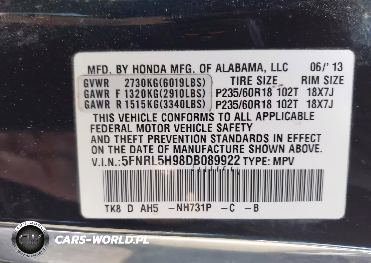 2013 Honda Odyssey Touring-Touring Elite VIN:5FNRL5H98DB089922 - 9