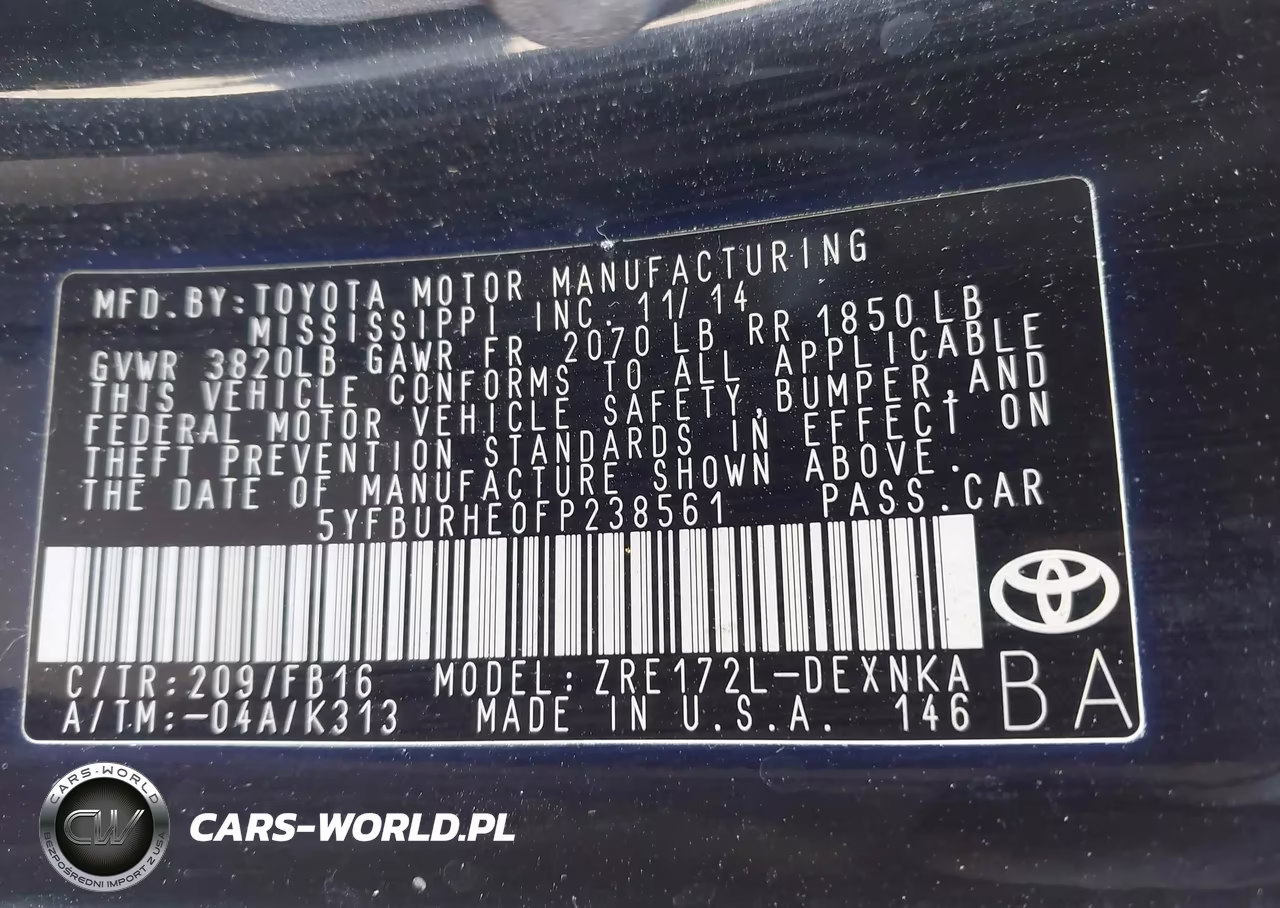 2015 Toyota Corolla Le Plus VIN:5YFBURHE0FP238561 - 9