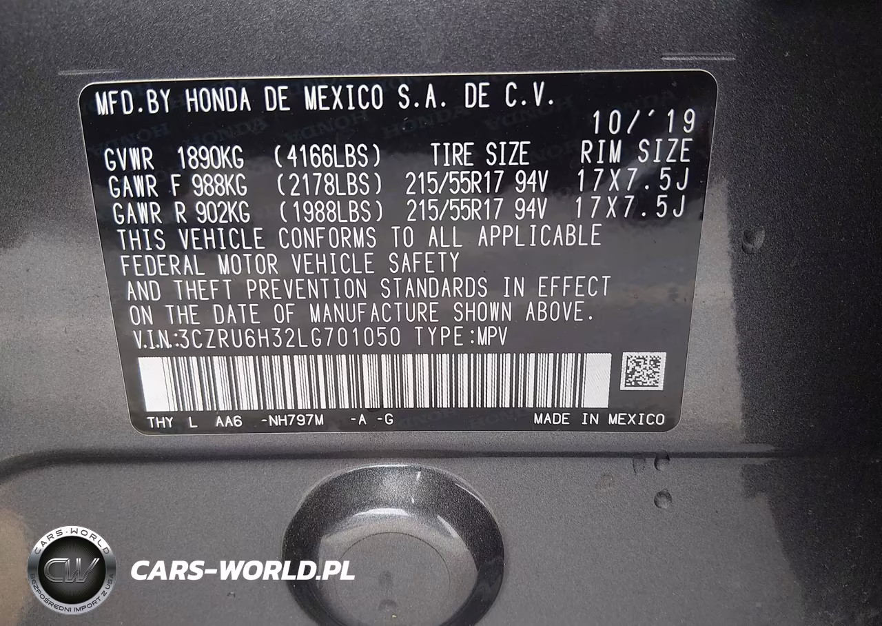 2020 Honda Hr-V Awd Lx VIN:3CZRU6H32LG701050 - 9