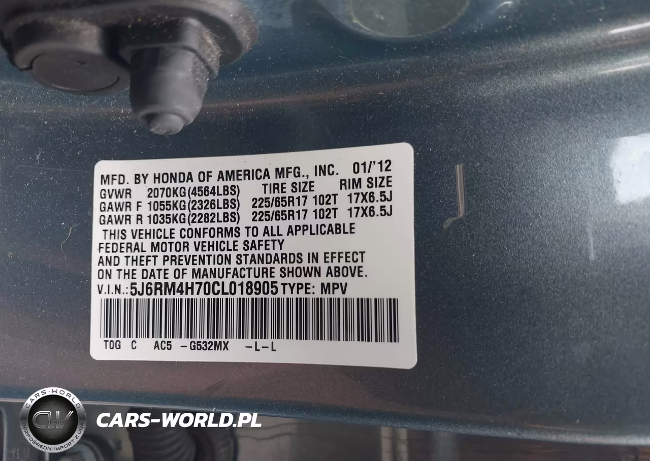 2012 Honda Cr-V Ex-L VIN:5J6RM4H70CL018905 - 9