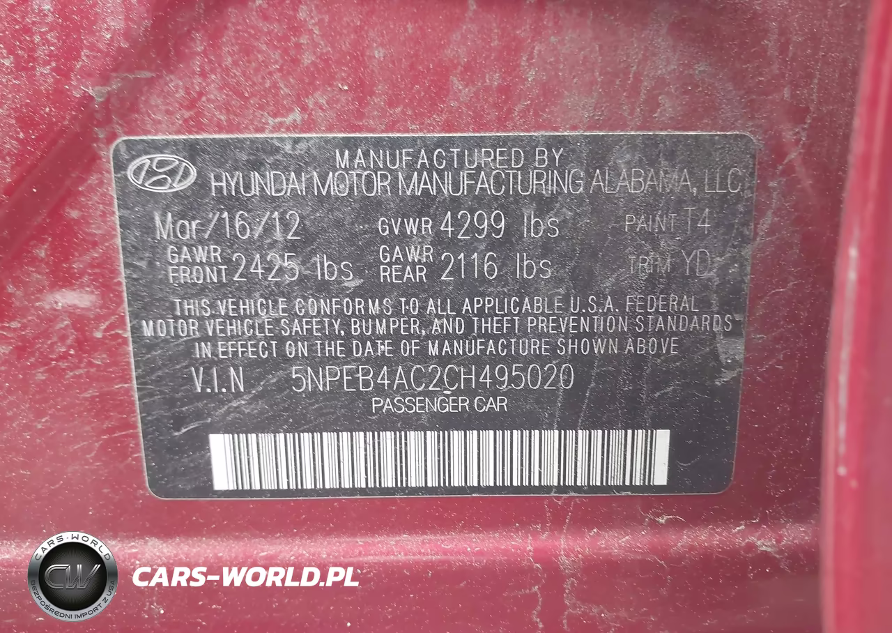 2012 Hyundai Sonata Gls VIN:5NPEB4AC2CH495020 - 9