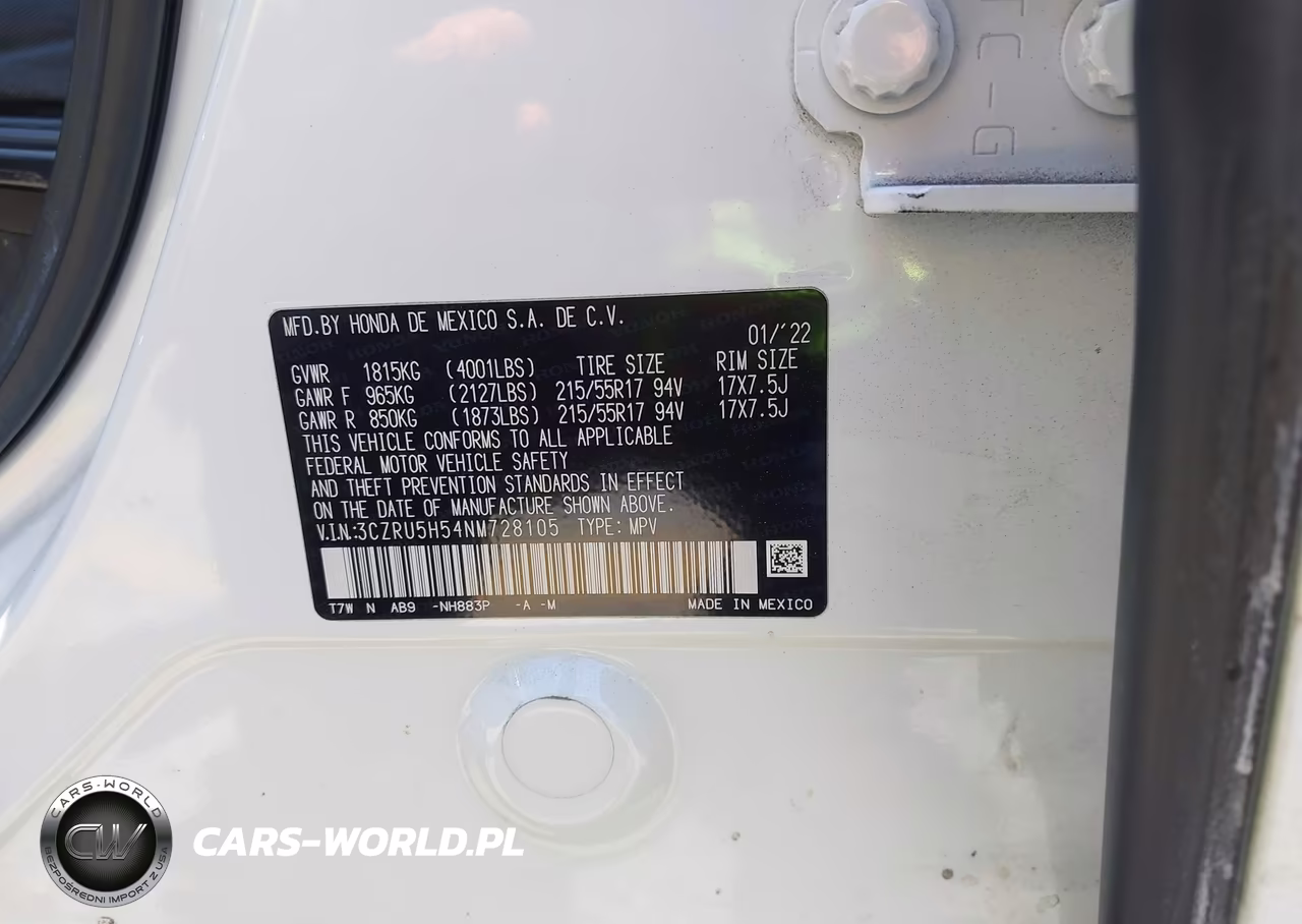 2022 Honda Hr-V 2Wd Ex VIN:3CZRU5H54NM728105 - 9